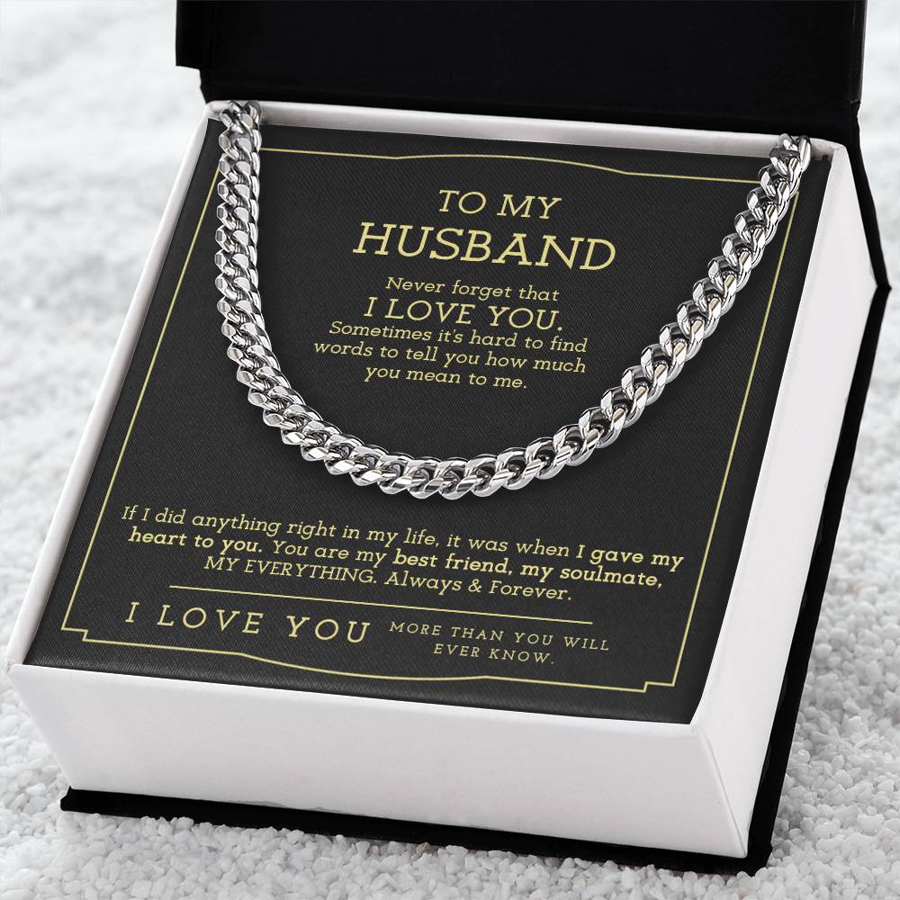 To My Man Chain Necklace Boyfriend Gift From Girlfriend Anniversary Gift Boyfriend Birthday Cuban Link Chain