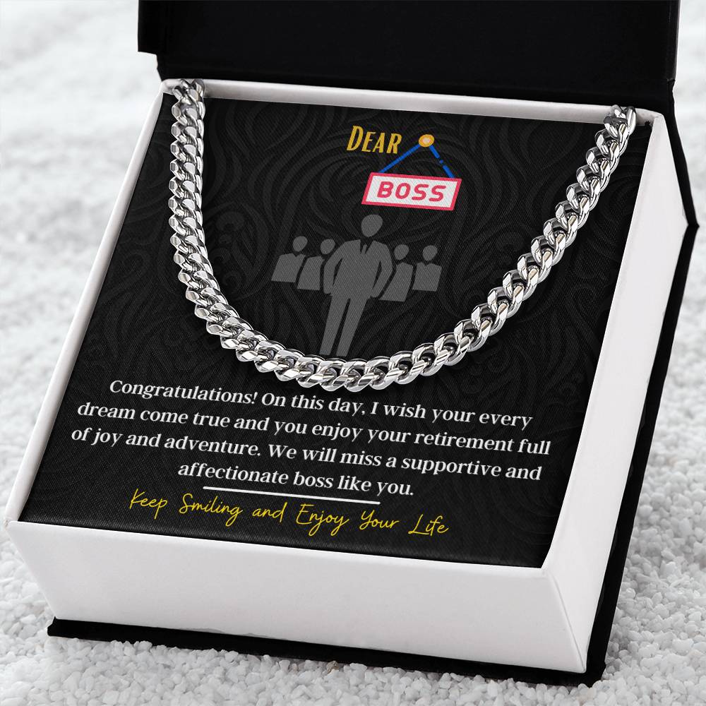 Retirement Gifts For Boss Cuban Link Chain Necklace Retirement Wishes And Gift For Boss