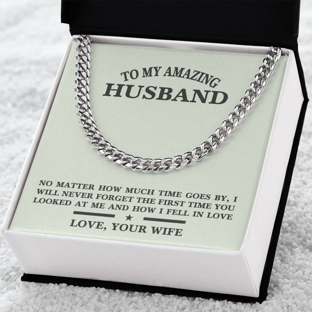 For Husband- Birthday Anniversary Gift Message Card Jewelry Cuban Link Chain