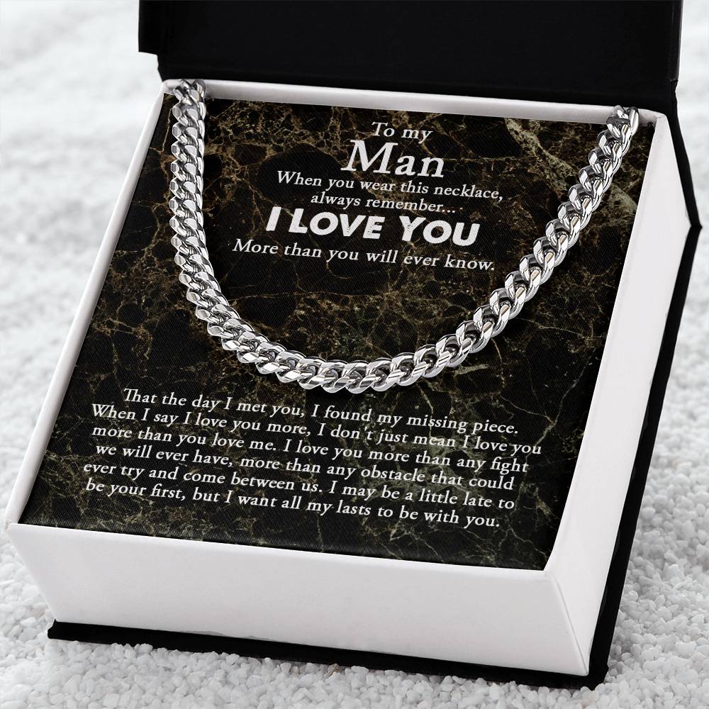 To My Man Chain Necklace Gift For Boyfriend Boyfriend Birthday Gift Anniversary Gift Cuban Link Chain