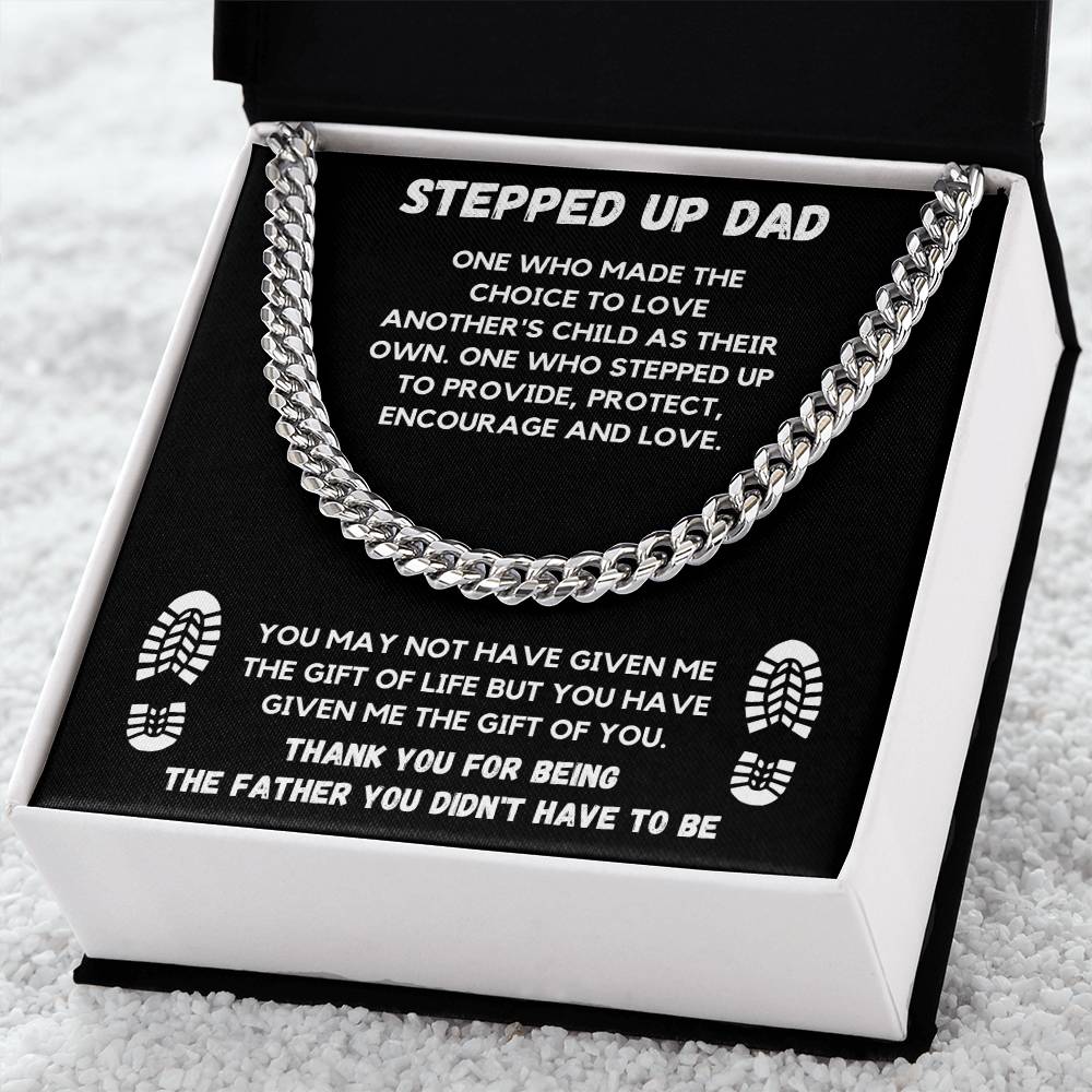 Stepped Up Dad Chain Gift Set Cuban Link Chain