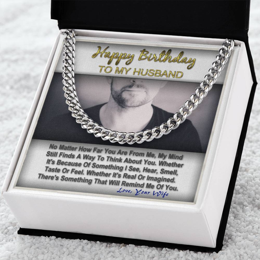 Happy Birthday To My Husband Gift For Him Cuban Link Chain Message Card Gift Box