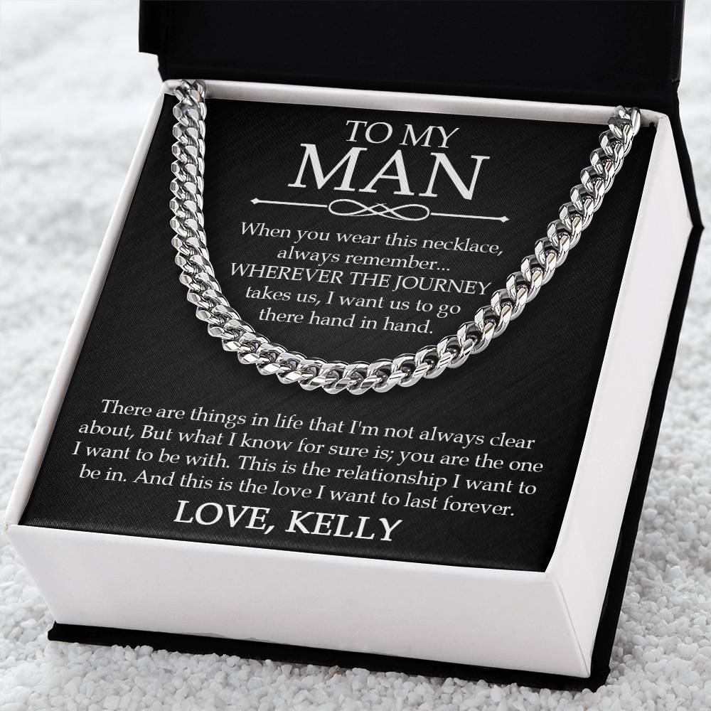 To My Man Cuban Chain Necklace Promise Necklace For Boyfriend Gifts For Boyfriend Christmas Valentines Day Gift For Bo Cuban Link Chain