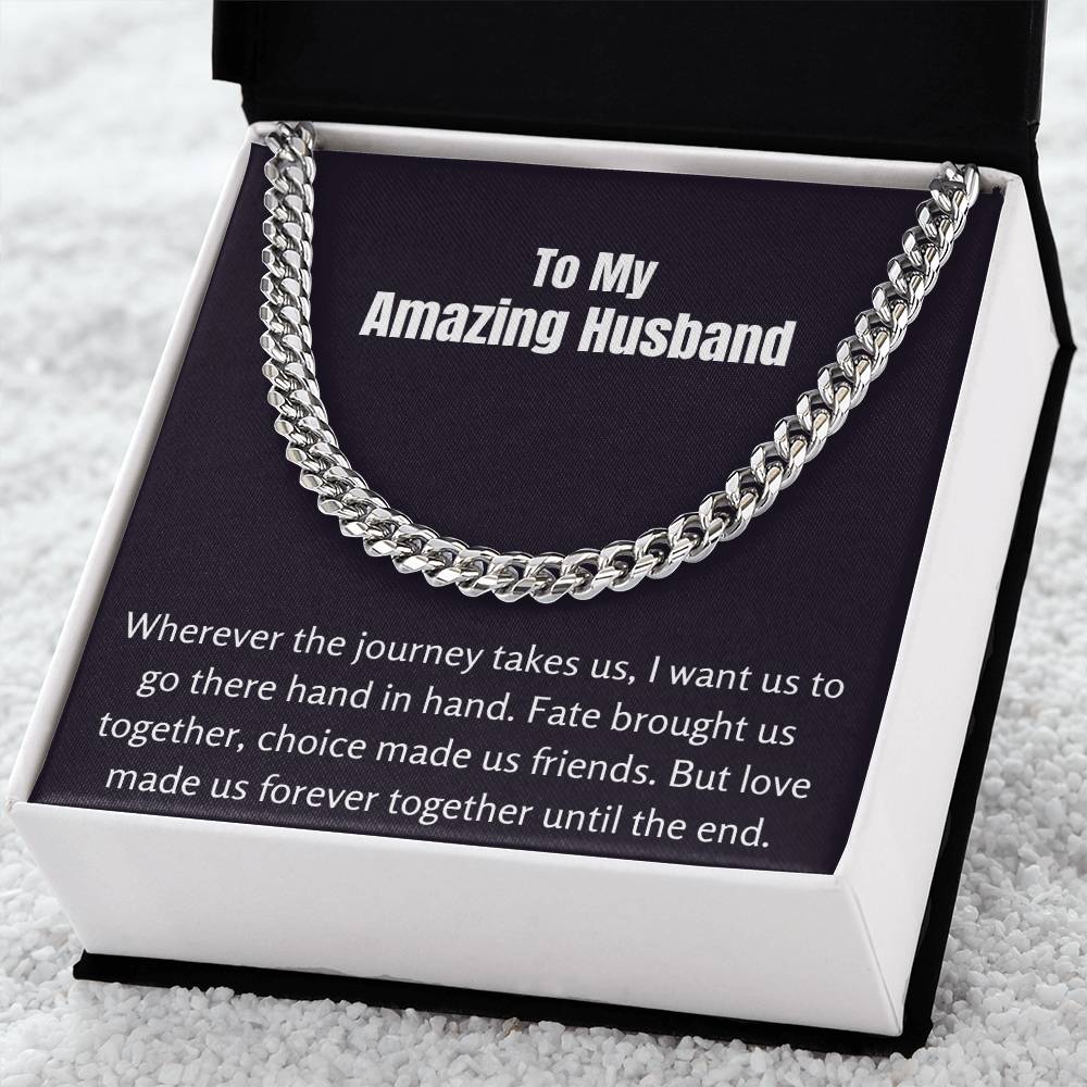 To My Amazing Husband Cuban Link Chain Necklace