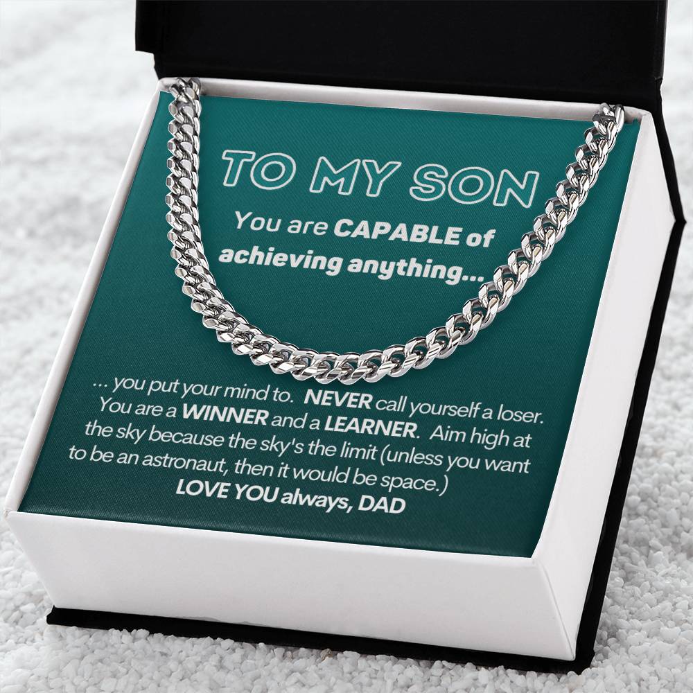 To My Capable Son Cuban Chain Necklace Gift From Dad Cuban Link Chain