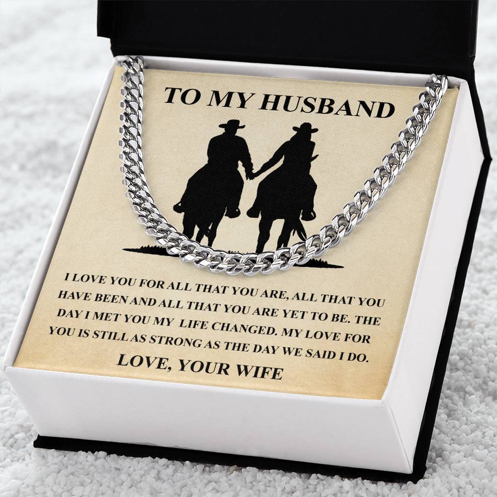 Husband Fathers Day Gift Silver Cuban Link Chain For Men Husband Birthday Gift Anniversary Gift For Horse Lover Cowboy