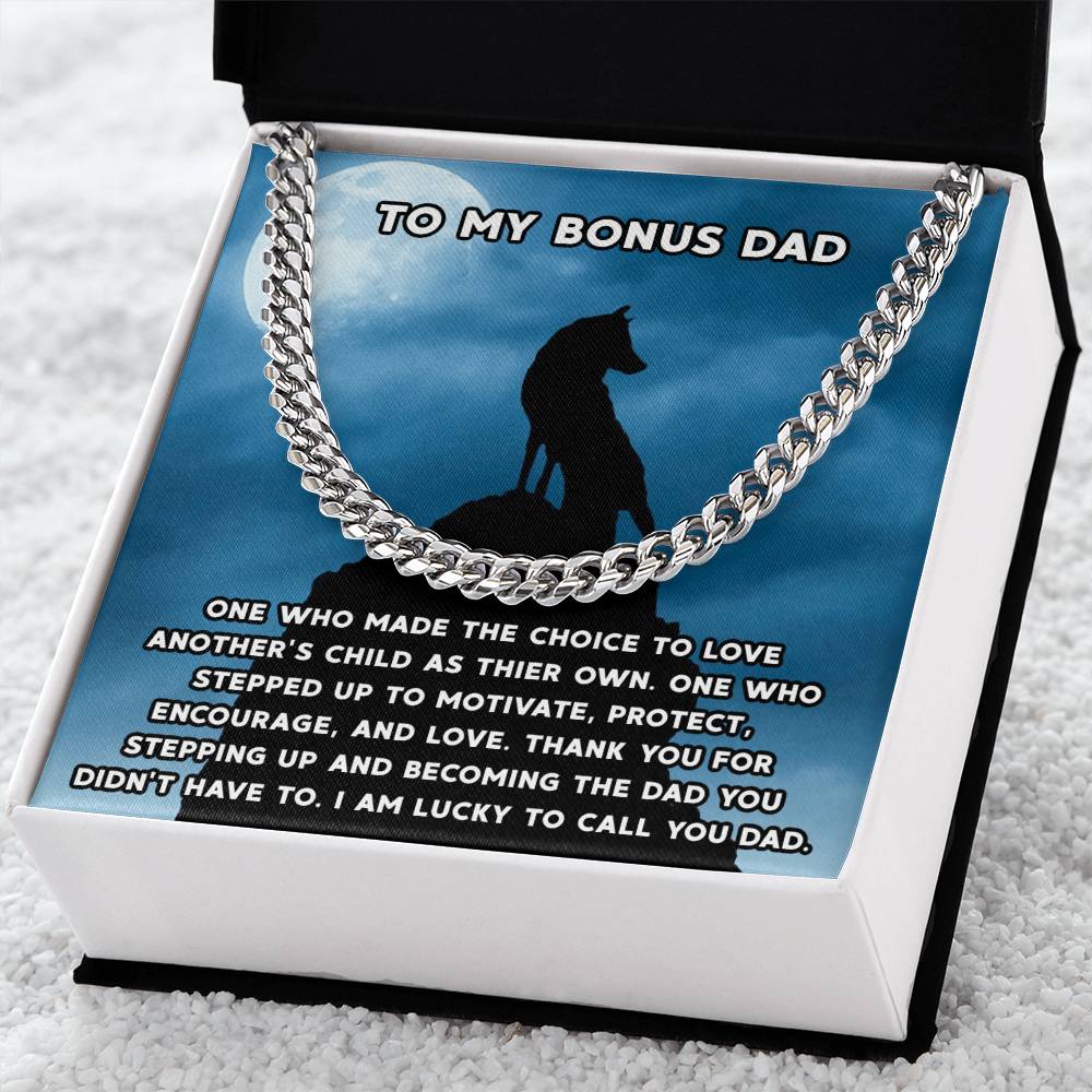 Step Dad Gift From Step Daughter Bonus Dad Gift From Bonus Son Fathers Day Sentimental Gift For Stepped Up Dad Cuban Link Chain