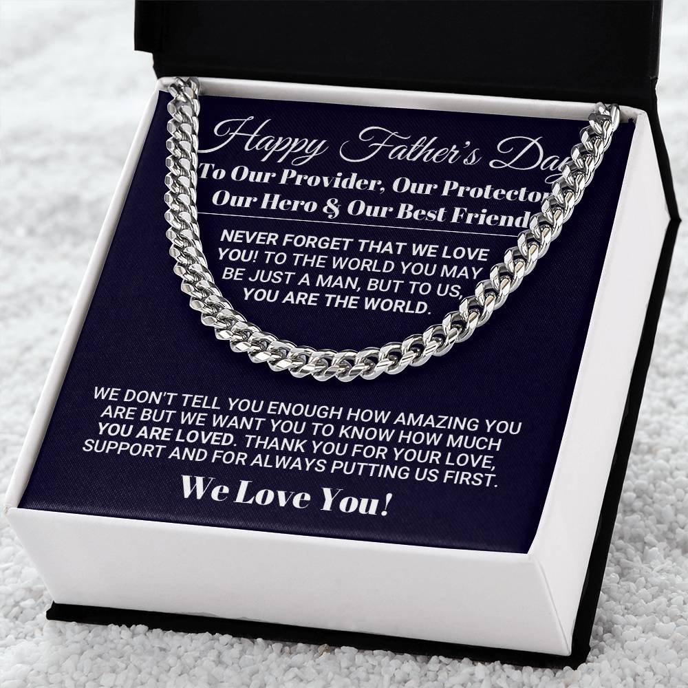 Our World Father's Day Necklace Cuban Link Chain