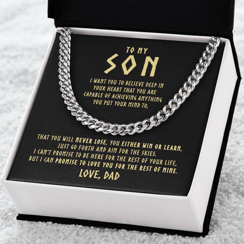 To My Son Cuban Link Chain Necklace - Viking Style