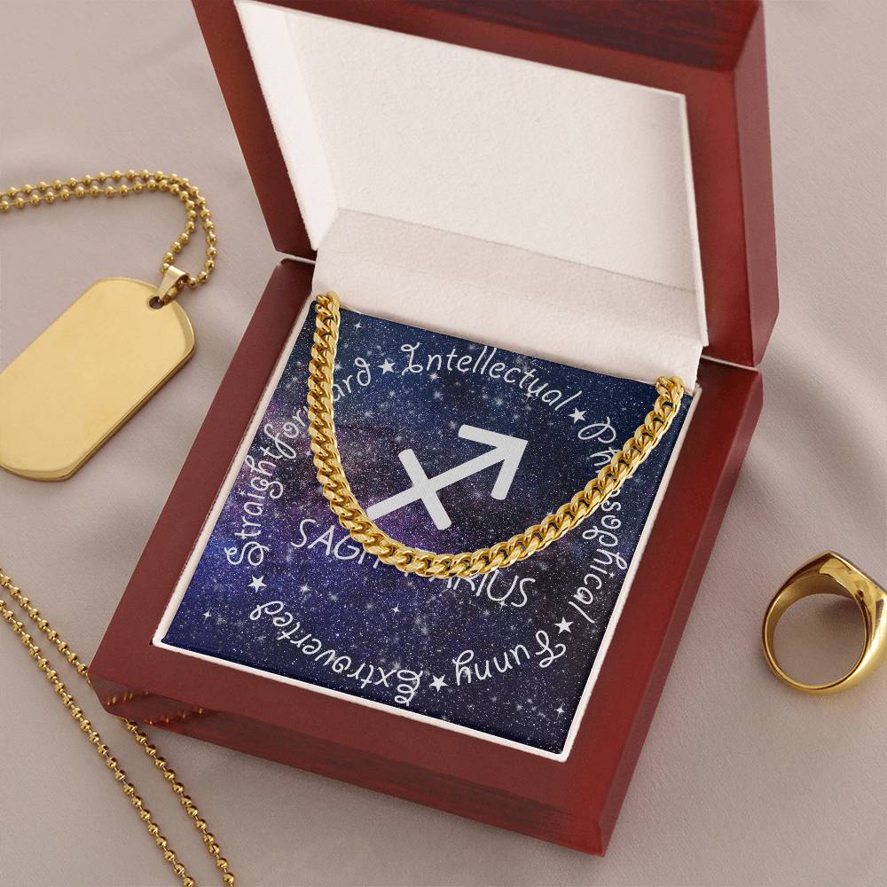 Cuban Link Chain Necklace - Sagittarius Theme