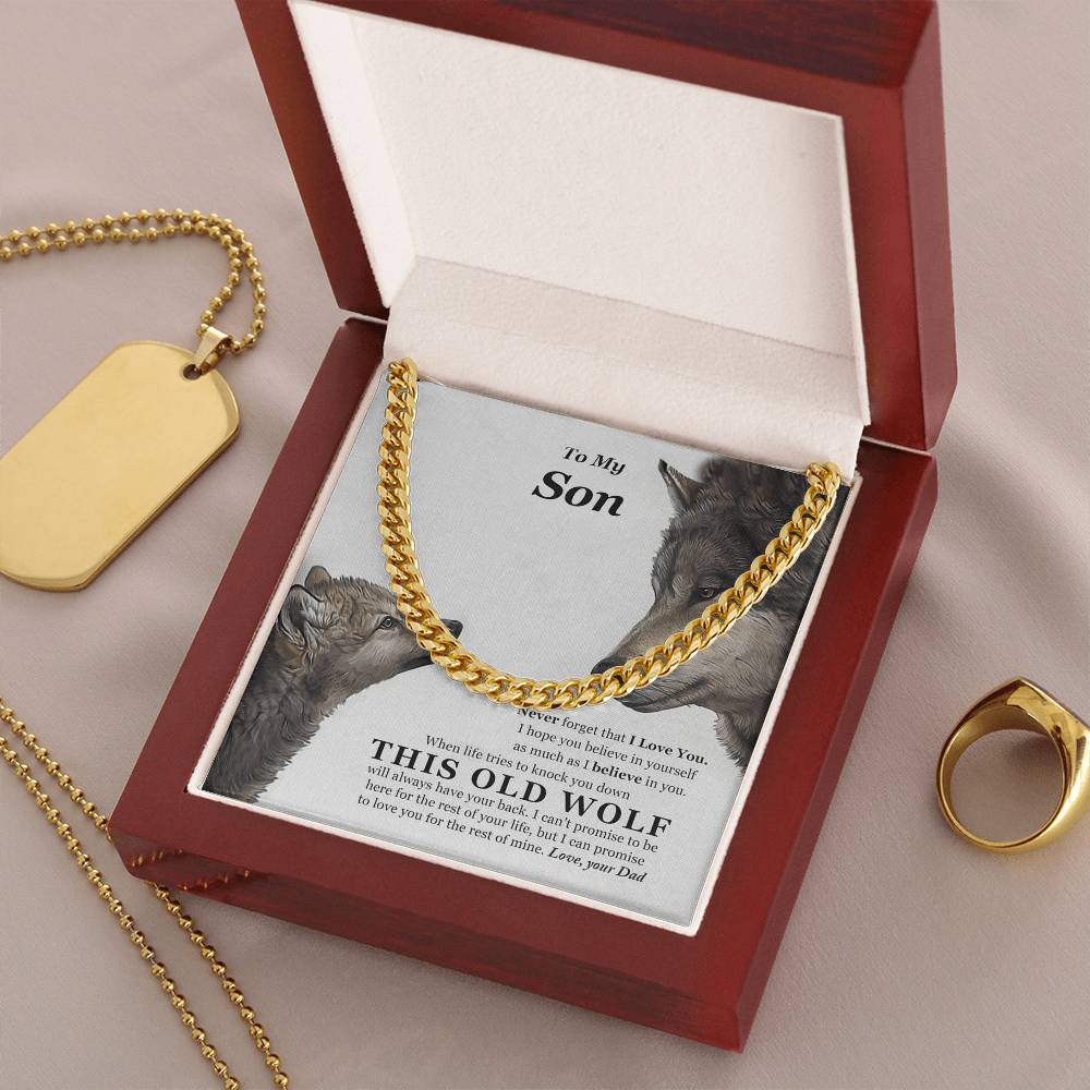 I Believe In You This Old Wolf Dad Gift For Son Cuban Link Chain Necklace