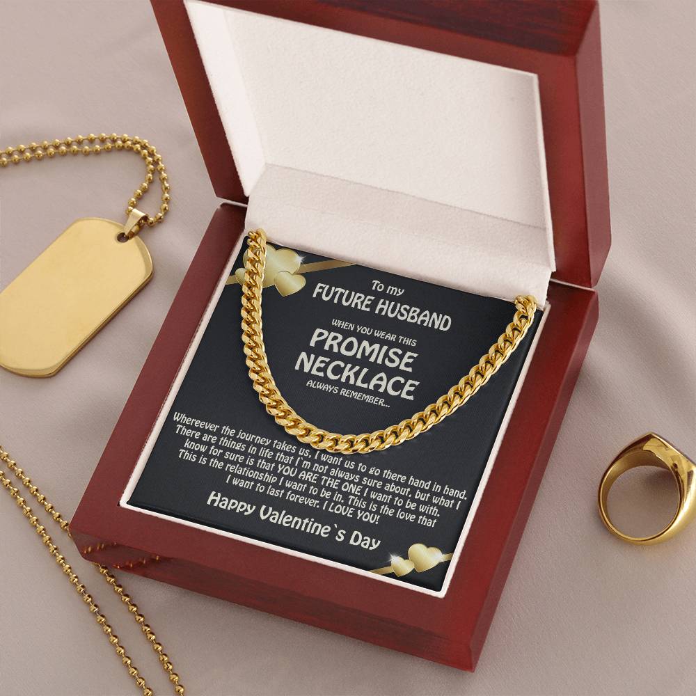 To My Future Husband Promise Necklace Solid Cuban Link Chain