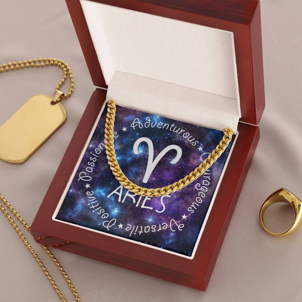 Cuban Link Chain Necklace - Aries Theme