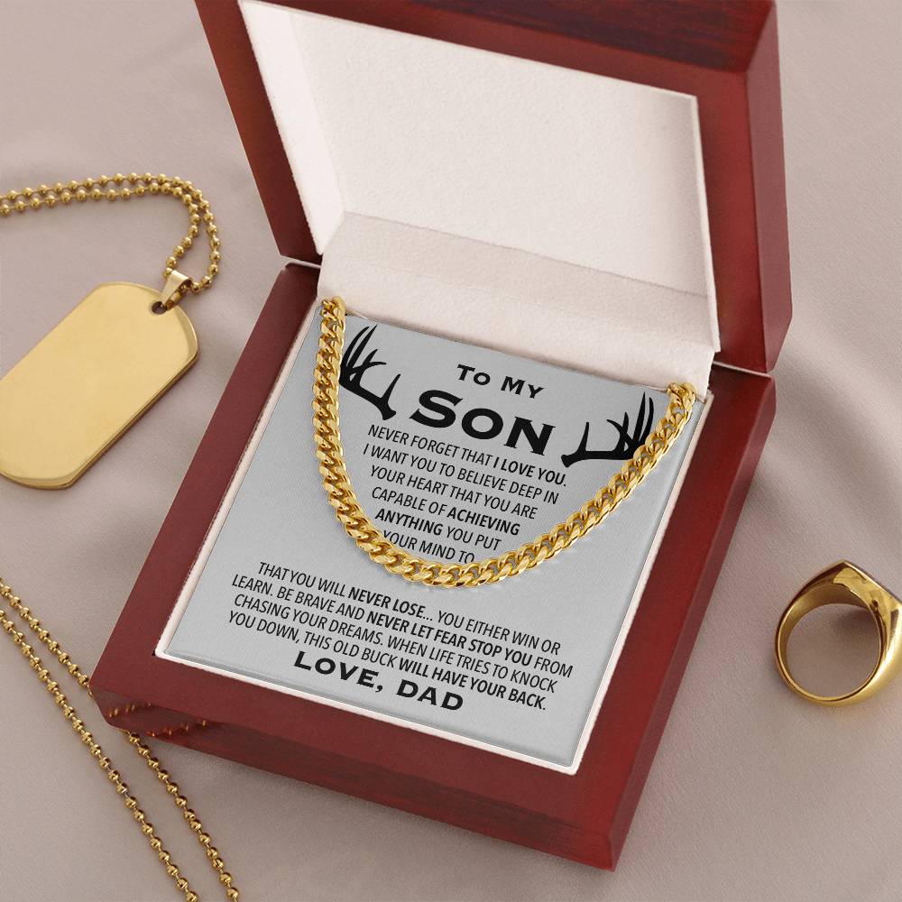 To My Son Link Chain Necklace Cuban Link Chain