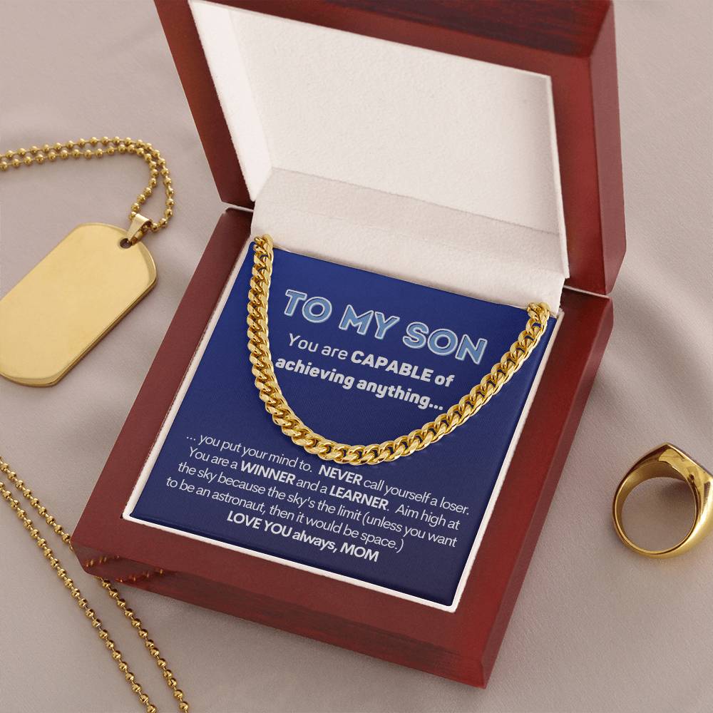 To My Son Cuban Chain Necklace Gift From Mom Cuban Link Chain