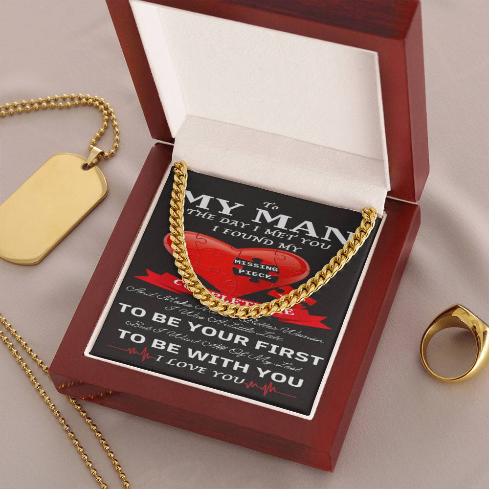 To My Man Cuban Chain Necklace For Him Romantic Birthday Gifts For Him Christmas Best Jewelry For Men Jewelry For Him Cuban Link Chain