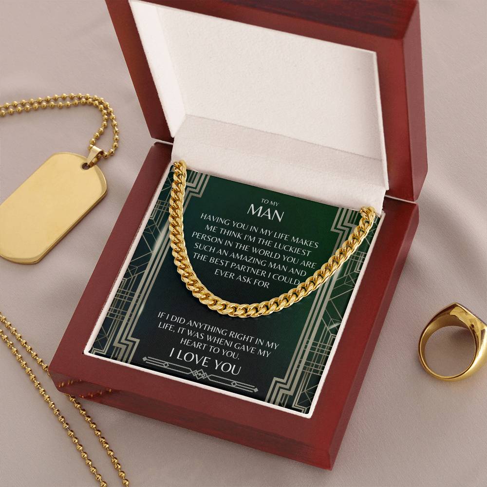 I Gave My Heart To You Cuban Link Chain Necklace Prism Edition