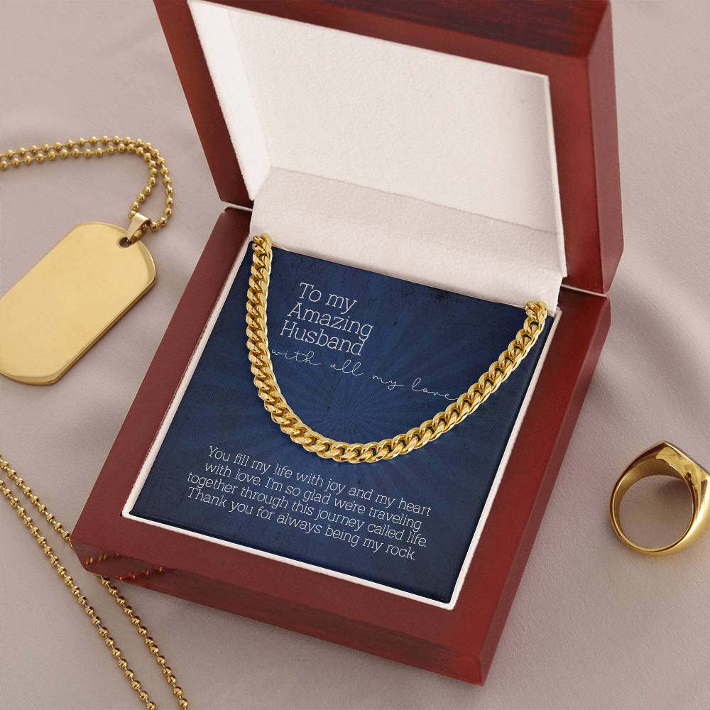 To My Amazing Husband Cuban Link Chain Necklace Gift For Husband From Wife