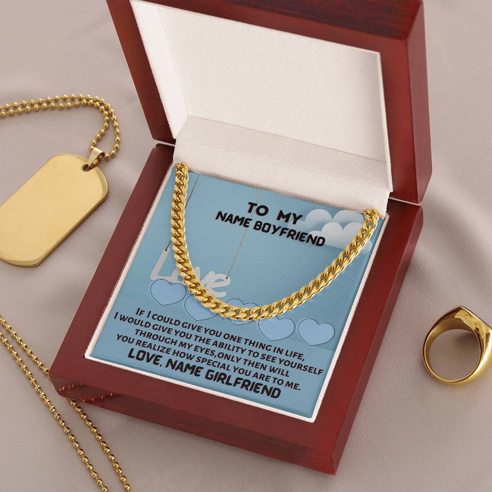 Personalized Necklace Name Gift For Boyfriend Cuban Link Chain