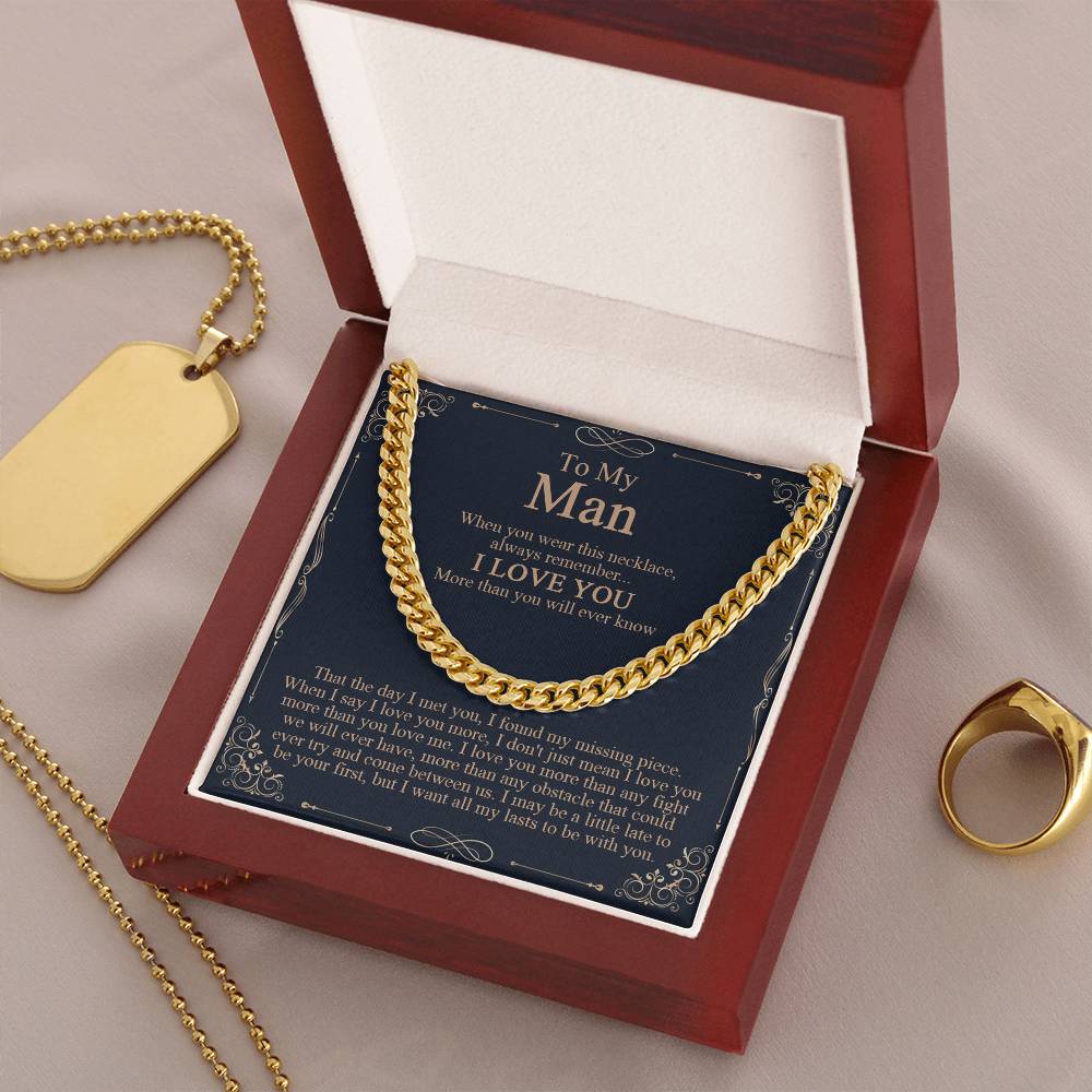 To My Man Necklace Boyfriend Cuban Chain Necklace Boyfriend Birthday Boyfriend Anniversary Romantic Gift For Boyfriend Cuban Link Chain