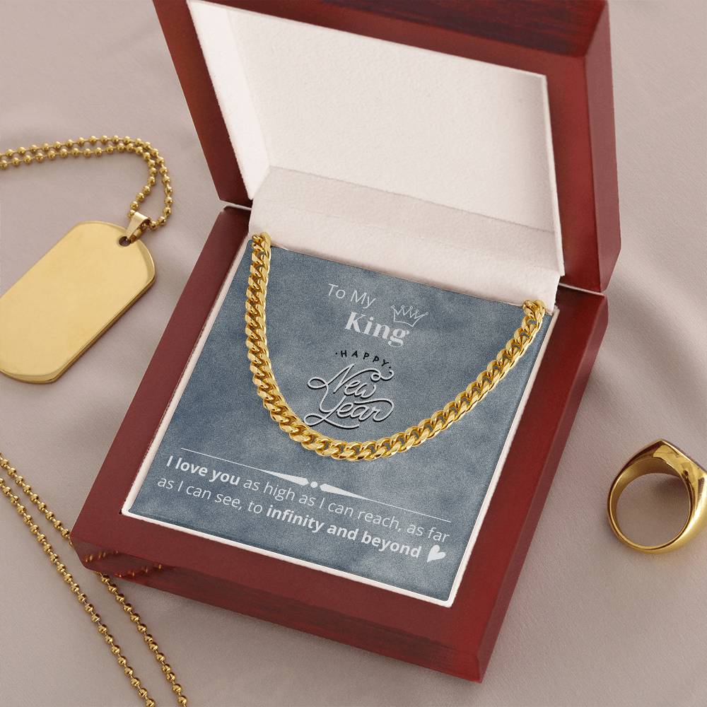 Necklace Gift For Boyfriend Husband Happy New Year Gift Message Card Cuban Link Chain