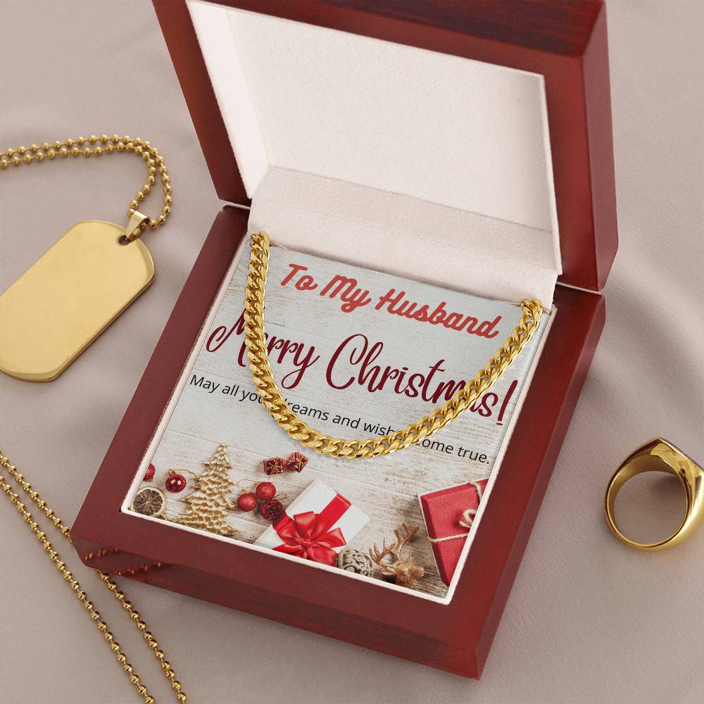To My Husband Merry Christmas Cuban Link Chain