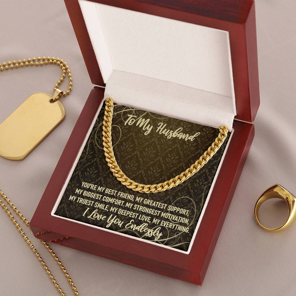 To My Husband I Love My Everything Chain Necklace Cuban Link Chain