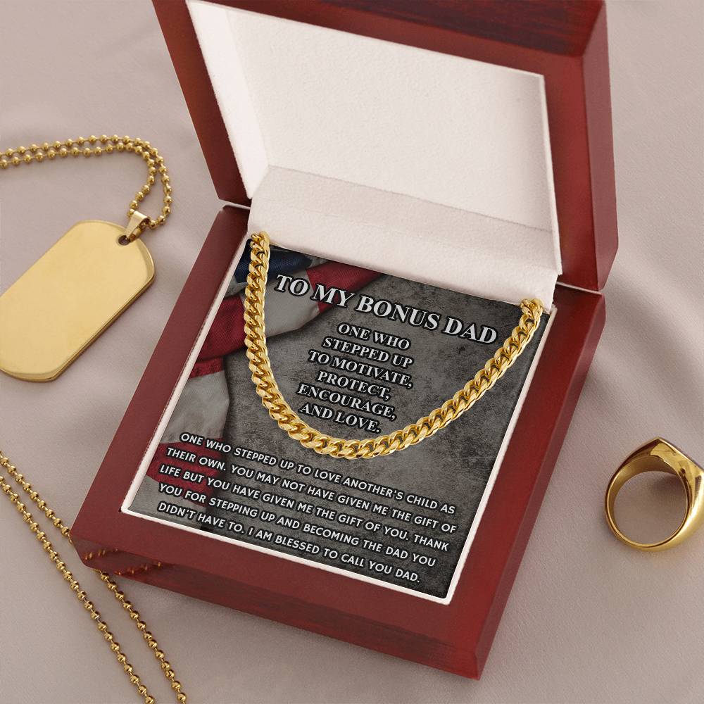Step Dad Gift From Step Daughter Bonus Dad Gift From Bonus Son Fathers Day Sentimental Military Gift For Stepped Up Da Cuban Link Chain