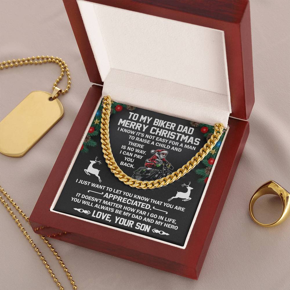 To My Biker Dad-Cuban Link Chain Necklace-Gift From Son