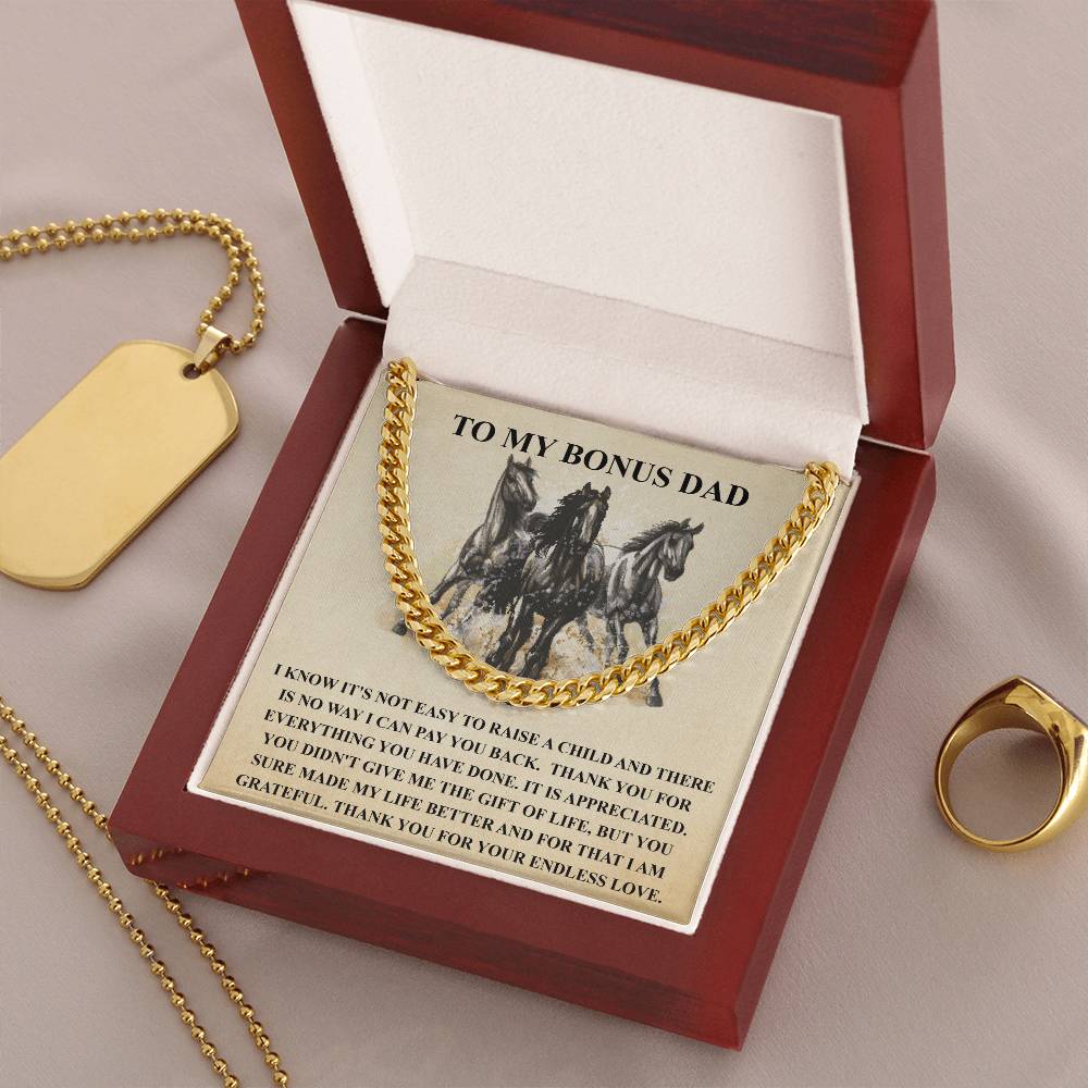 Step Dad Gift From Step Daughter Bonus Dad Gift From Bonus Son Fathers Day Horse Lover Gift For Stepped Up Dad Cuban Link Chain