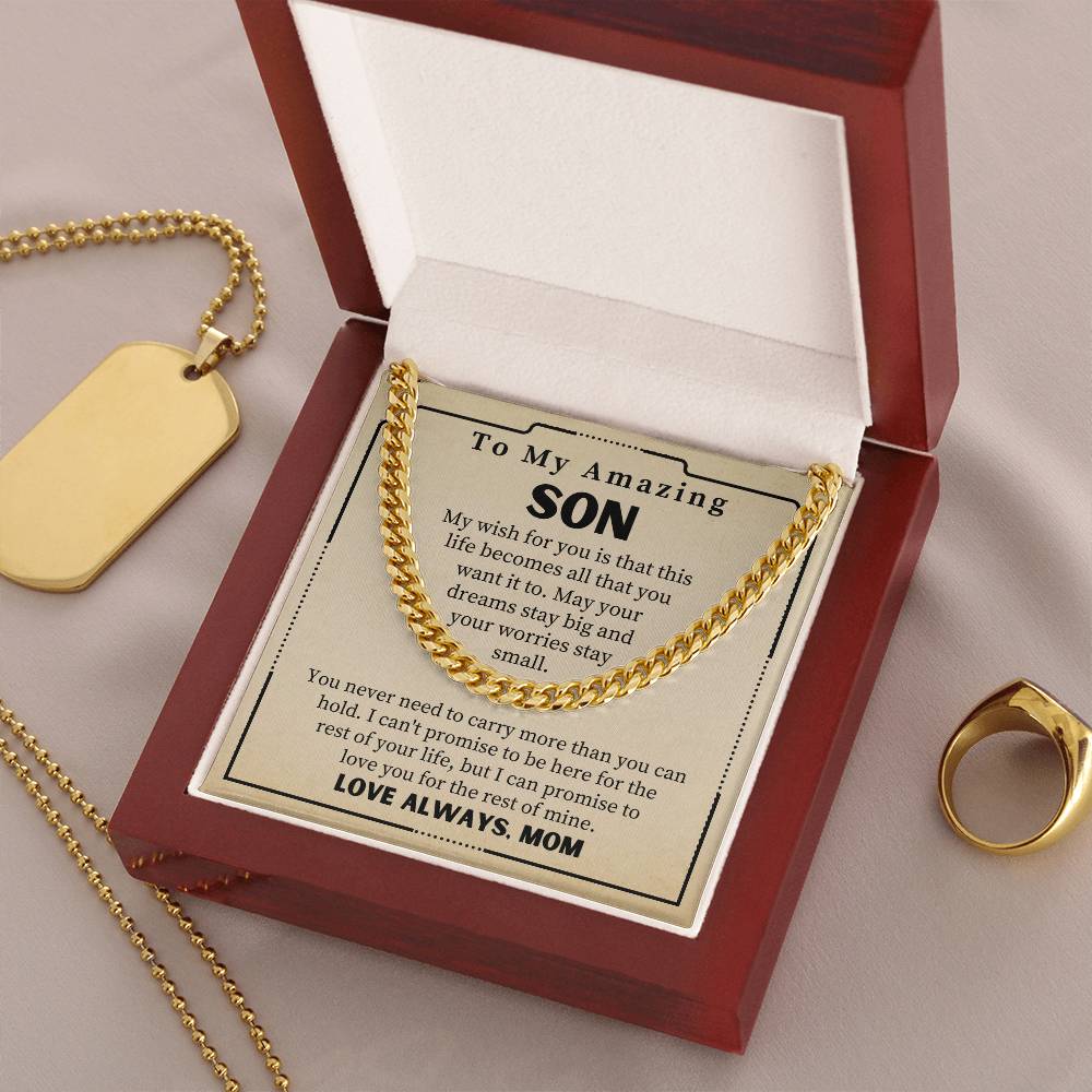 Gift For Son From Mom To My Amazing Son Necklace Cuban Link Chain