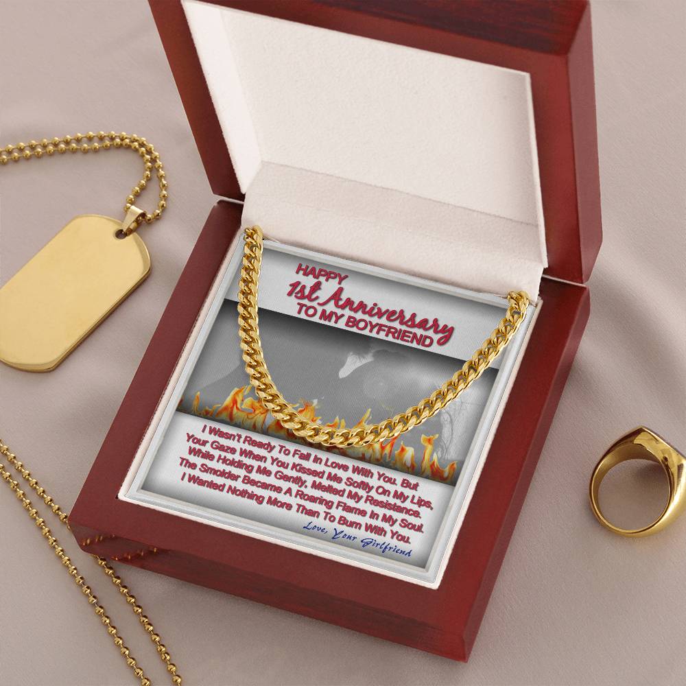 One Year Anniversary Gifts For Boyfriend Cuban Link Chain With Message Card