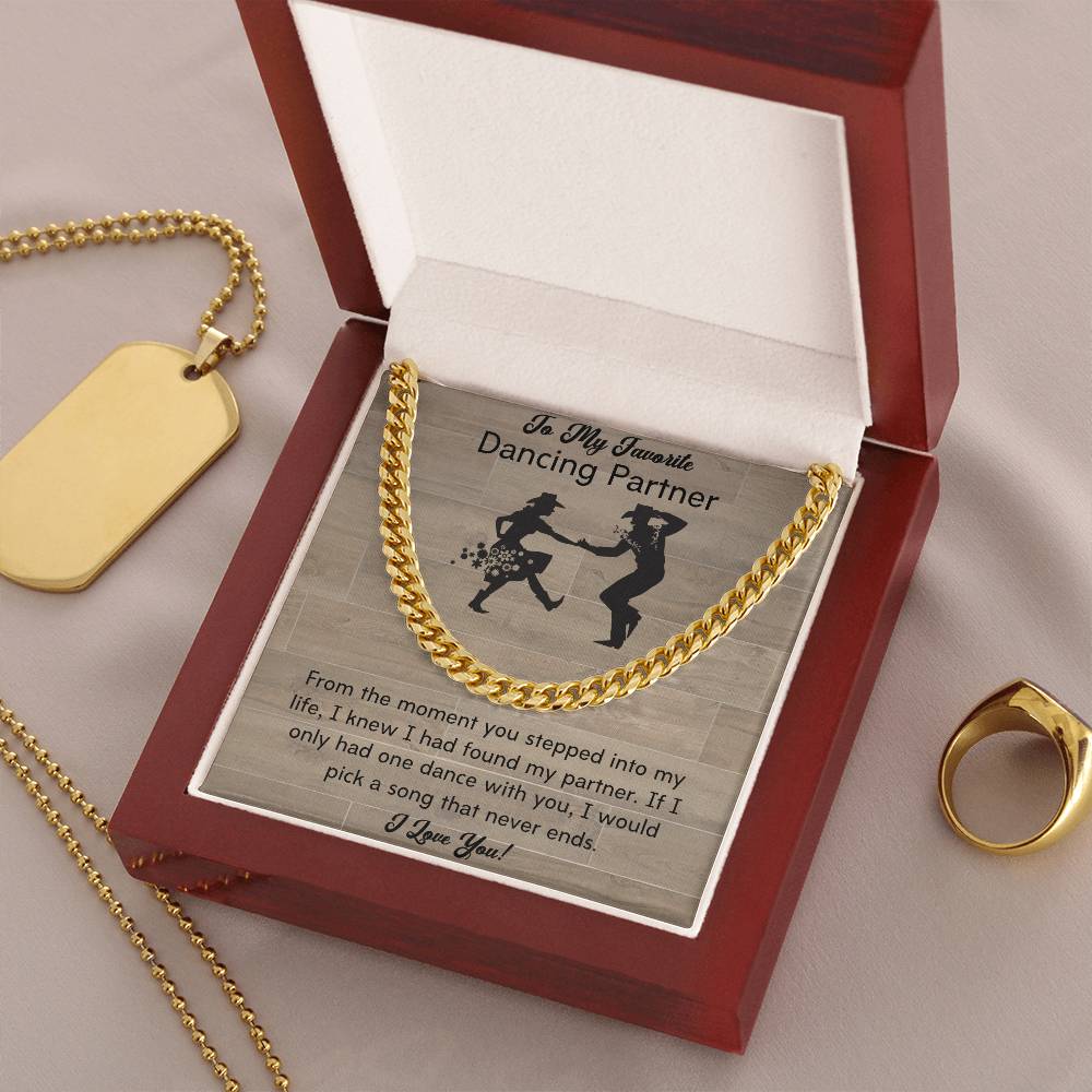To My Dancing Partner - Line Dancers For Life - Men's Thick Link Chain Cuban Link Chain