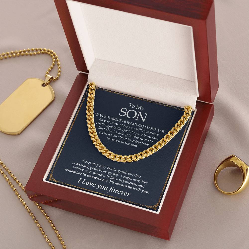 To My Son Cuban Chain Necklace Gift For Son From Mom Dad Cuban Link Chain