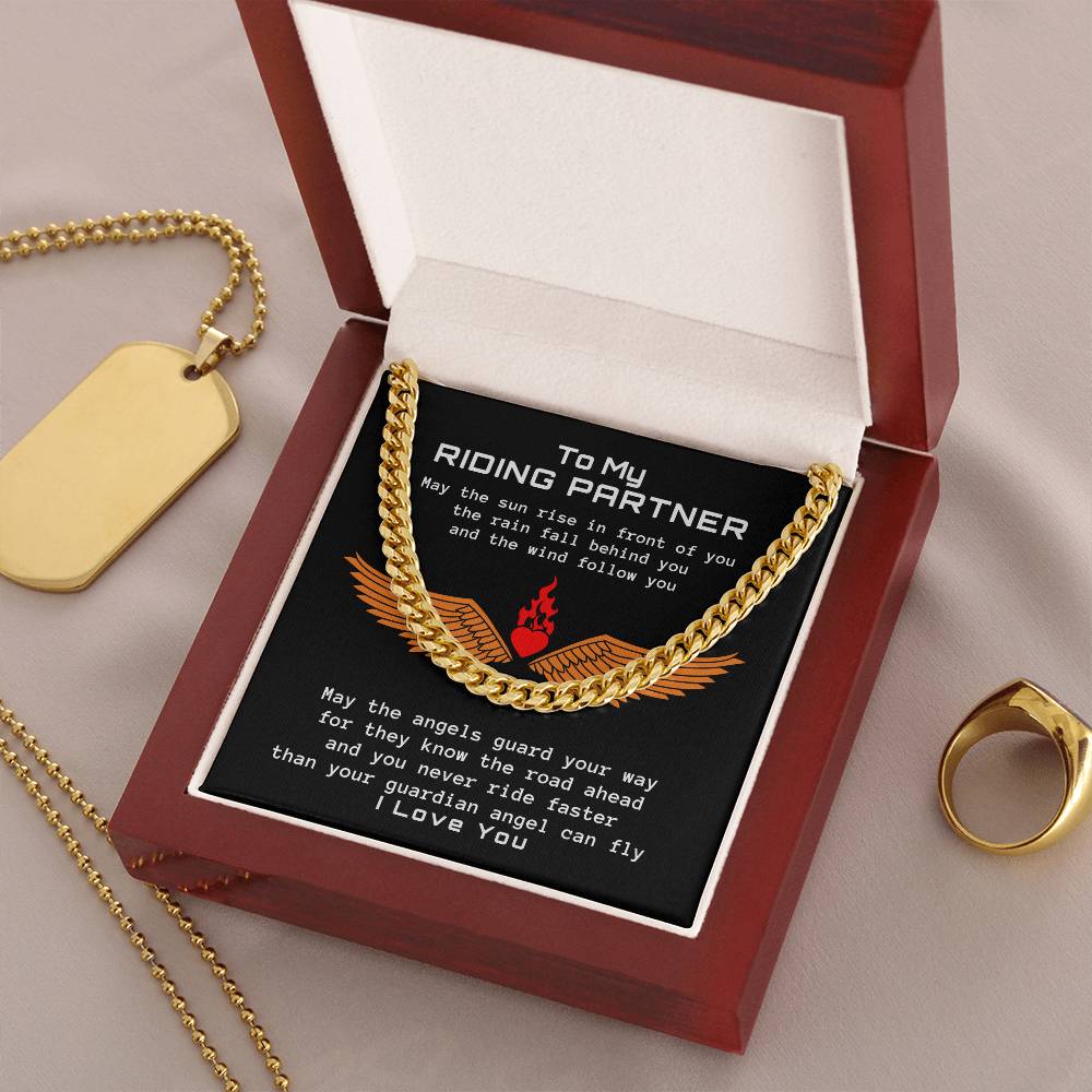 To My Harley Davidson Riding Partner Cuban Link Chain Necklace Gift For Husband Gift For Boyfriend Motorcycle Life Val
