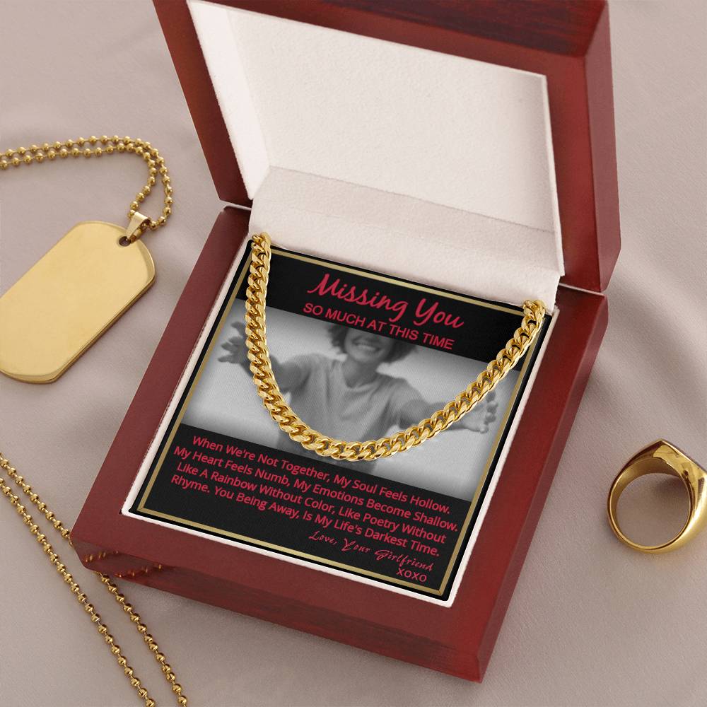 Long Distance Relationship Gift For Boyfriend Missing You Cuban Link Necklace From Girlfriend Cuban Link Chain