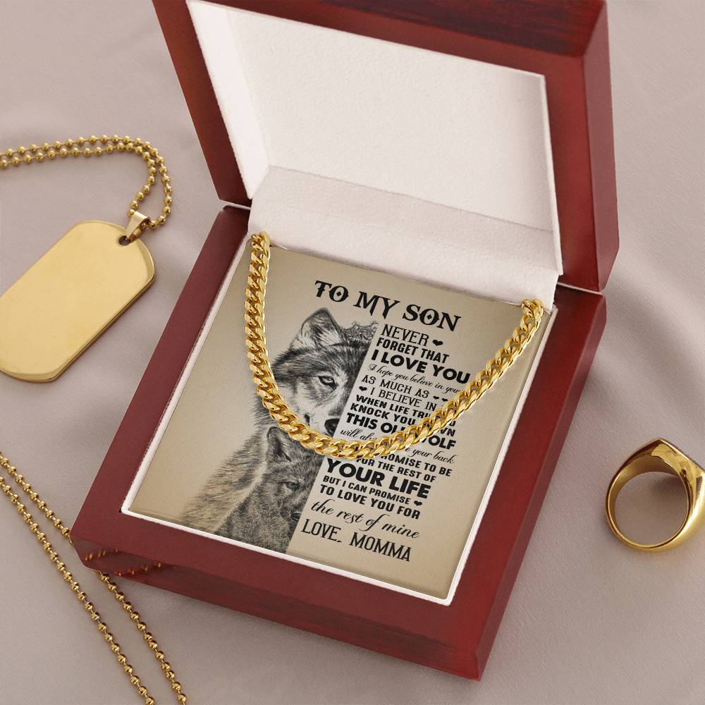 To My Son Cuban Link Chain Necklace