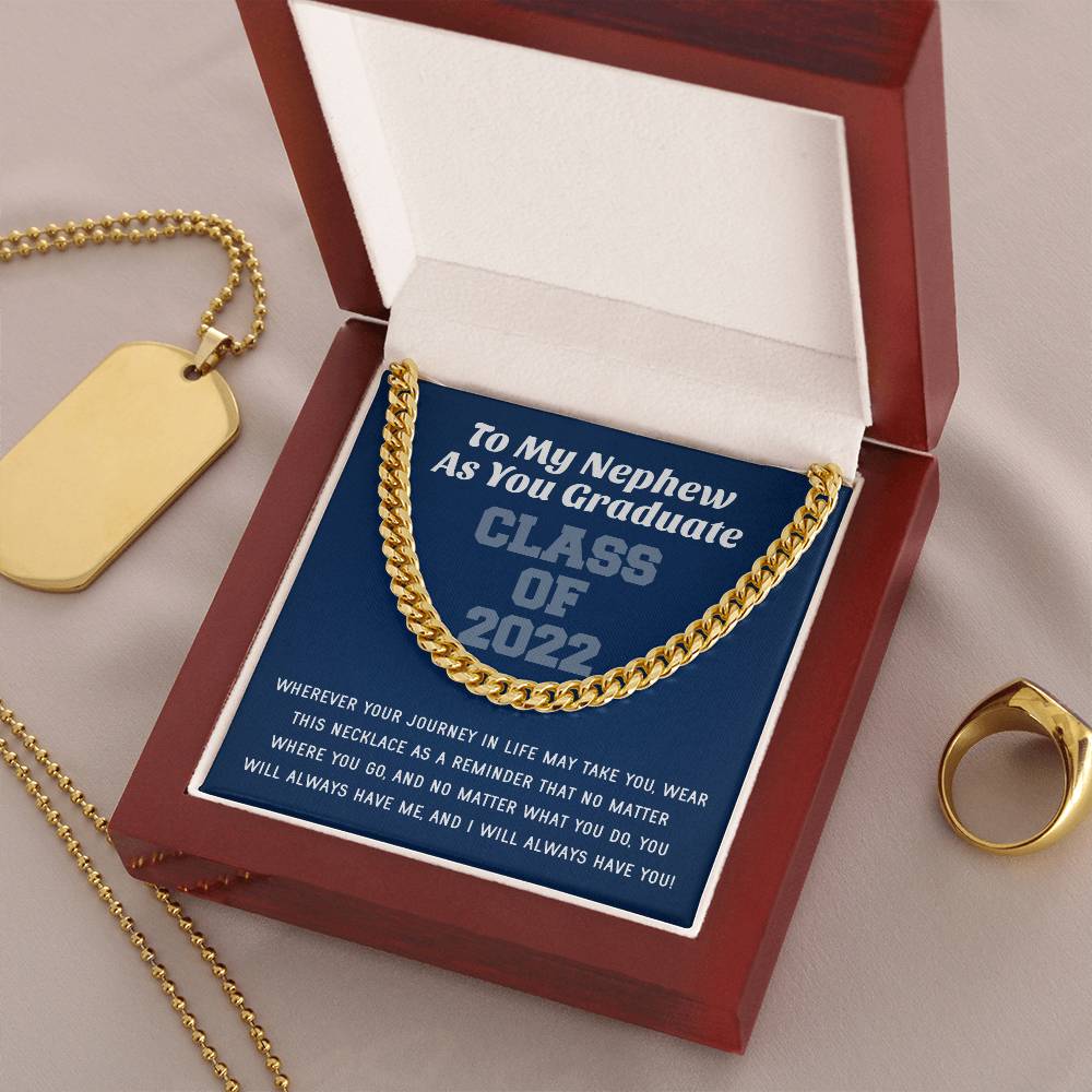 Nephew Graduation Class Of 2022 High School Graduation College Graduation Gift For Nephew Mens Silver Cuban Link Chain