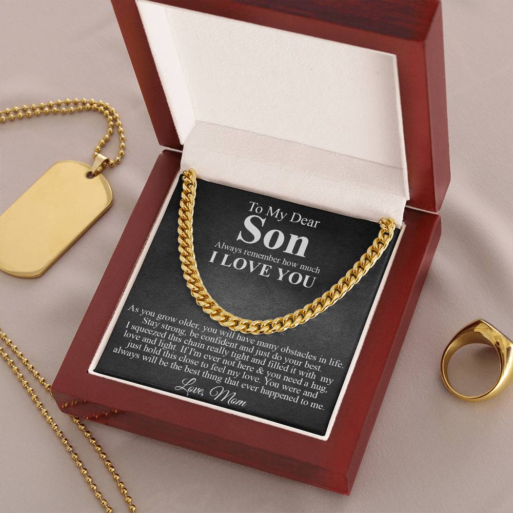 To My Dear Son Cuban Chain Necklace Son Gift From Mom Birthday Graduation Christmas Gift For Son Cuban Link Chain