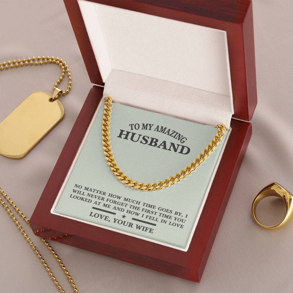 For Husband- Birthday Anniversary Gift Message Card Jewelry Cuban Link Chain
