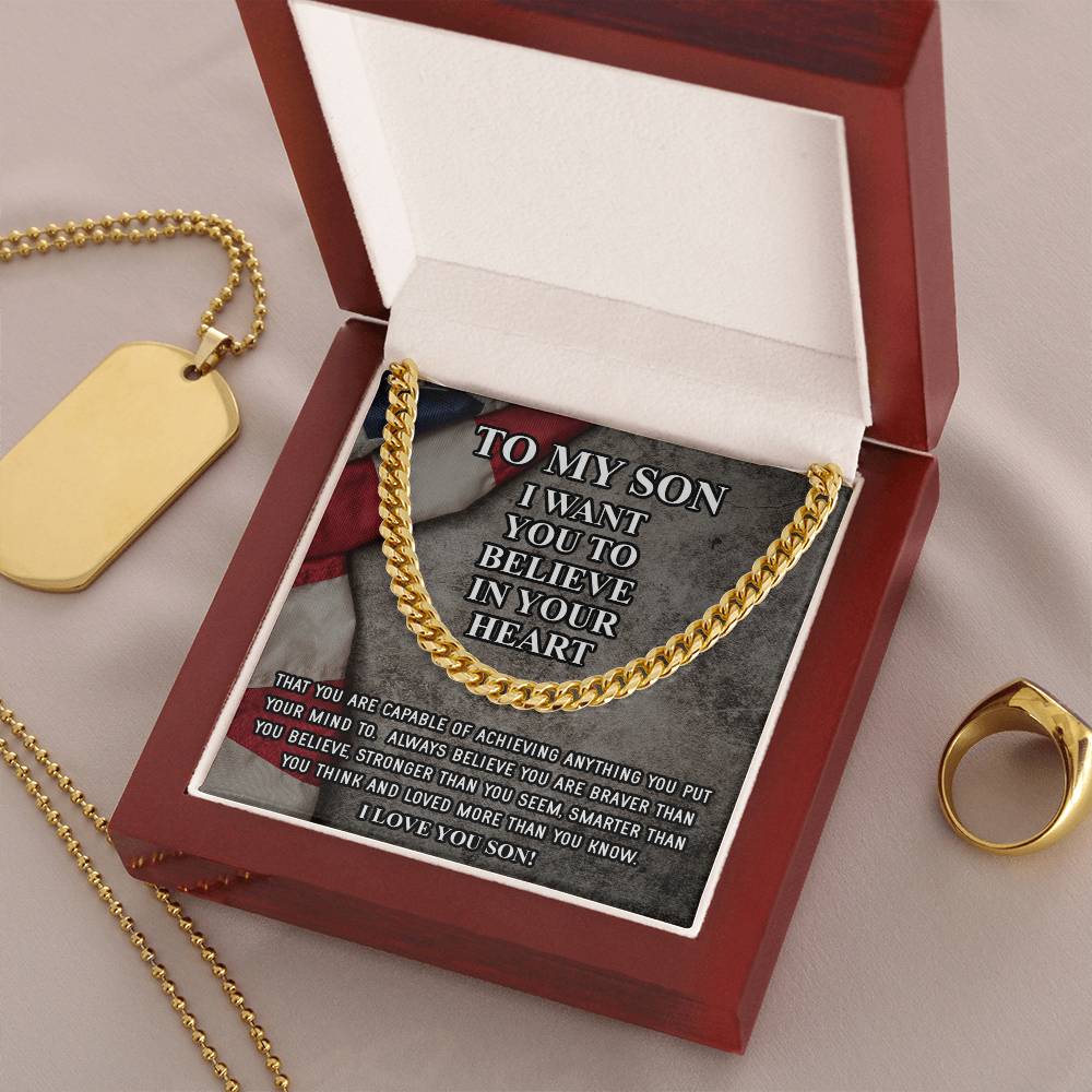 To My Son Necklace Gift For Son Son Graduation Graduate Gift Fathers Day Gift From Mom Father Son Gift Military Depoly Cuban Link Chain