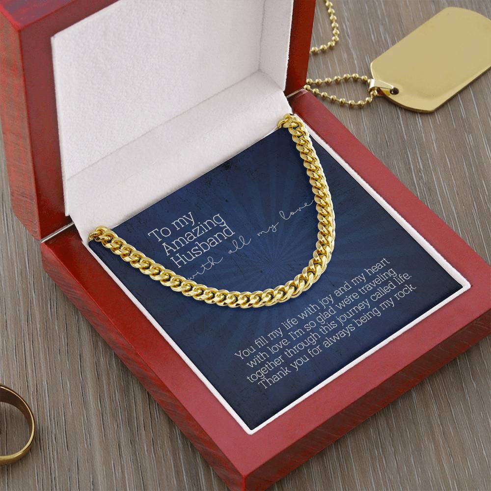 To My Amazing Husband Cuban Link Chain Necklace Gift For Husband From Wife