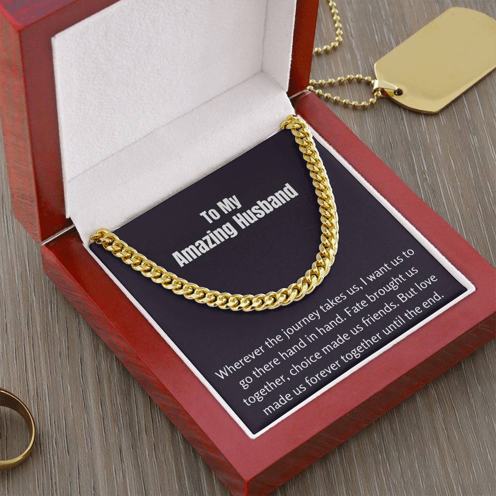 To My Amazing Husband Cuban Link Chain Necklace