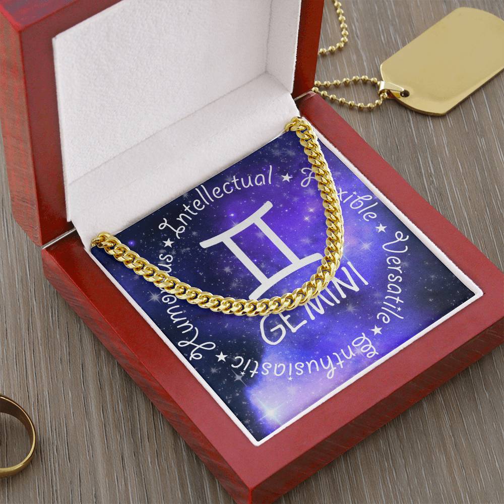 Cuban Link Chain Necklace - Gemini Theme
