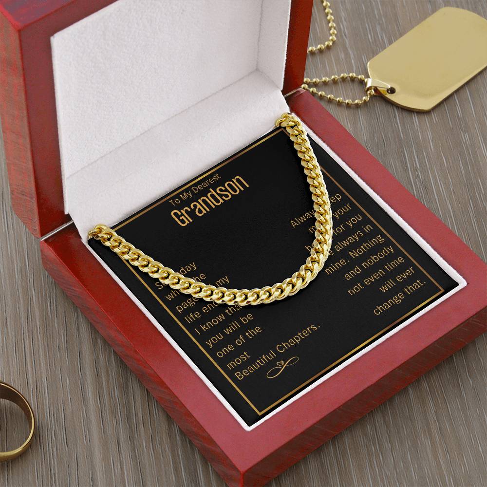 Grandson Cuban Chain Jewelry Necklace For Grandson Keepsake Gifts For Grandsons Personalized Gifts For Grandson Christ Cuban Link Chain