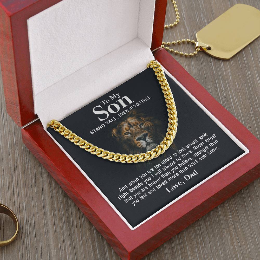 To My Son - Stand Tall From Dad Cuban Link Chain Necklace