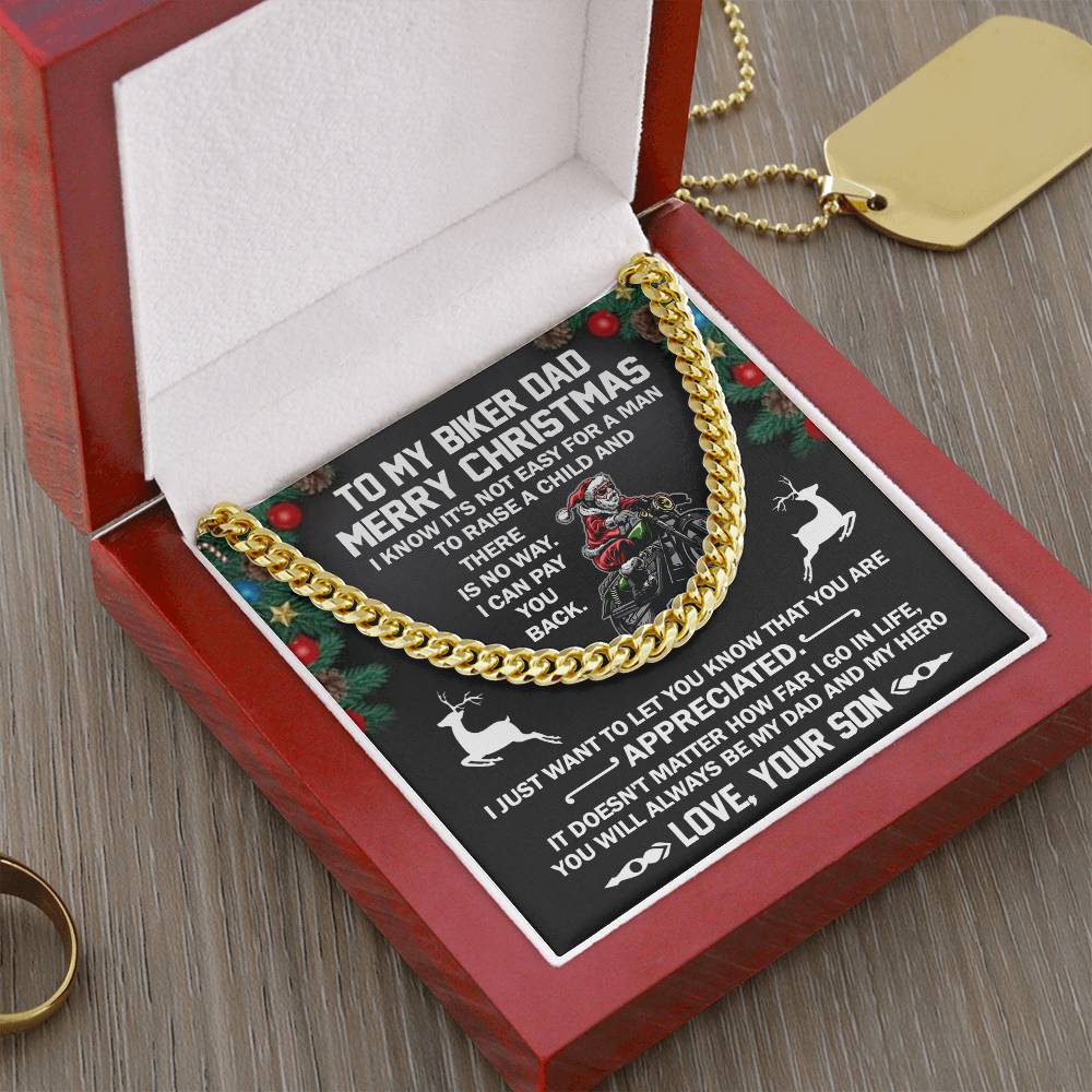 To My Biker Dad-Cuban Link Chain Necklace-Gift From Son