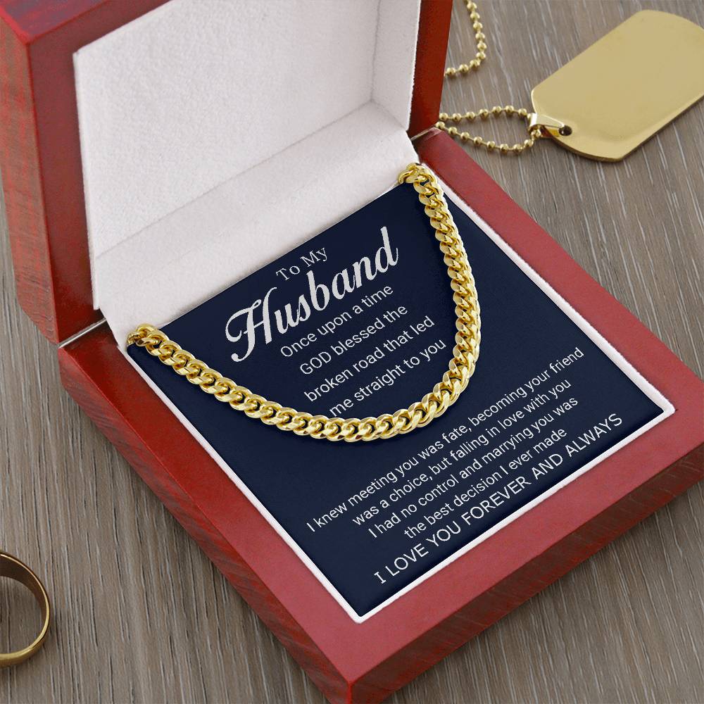 To My Husband - Love You Forever - Cuban Link Chain Necklace + Mahogany Luxury Gift Box