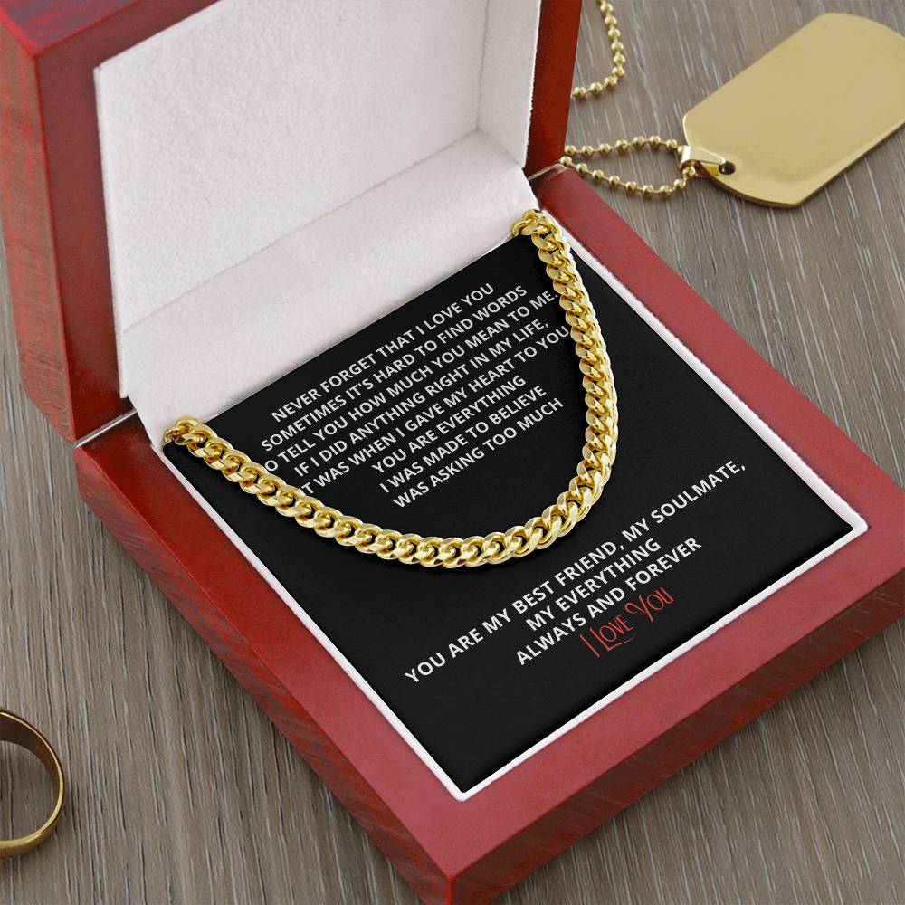 To Boyfriend For My Husband Son Birthday Grandson Gift Gold Silver Cuban Chain Anniversary Just Because Christmas Stoc Cuban Link Chain