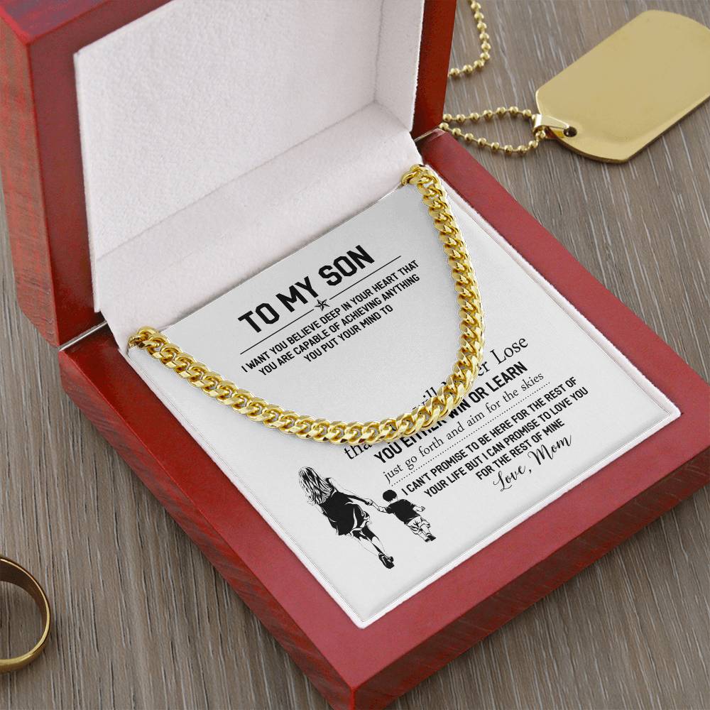 To My Son Cuban Link Chain Necklace